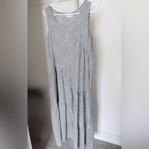 Linen Striped Sleeveless Maxi Dress
